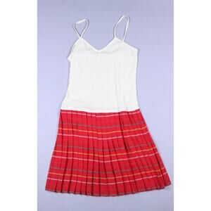 Vintage 50s 60s slip w/ pleated skirt red plaid academic preppy dropwaist 9/10 M